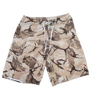 Volcom Hawaii Mod Tech Camo AOP Board Shorts Mens 33 Beach Swim Trunks‎